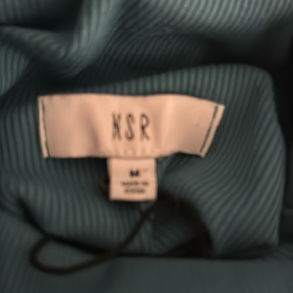 NSR Sleeveless Teal Blue‎ Dress Midi Ribbed Turtleneck Bodycon M Party Vacation - Picture 4 of 4